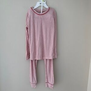 Eberjey Kids Gisele Red White Striped Tencel Modal Pajama Set Size 6 Long Sleeve